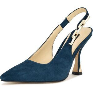 Nine West Womens Teal 400 Suede Closed Pointed Toe Sling Back Veroni Pump